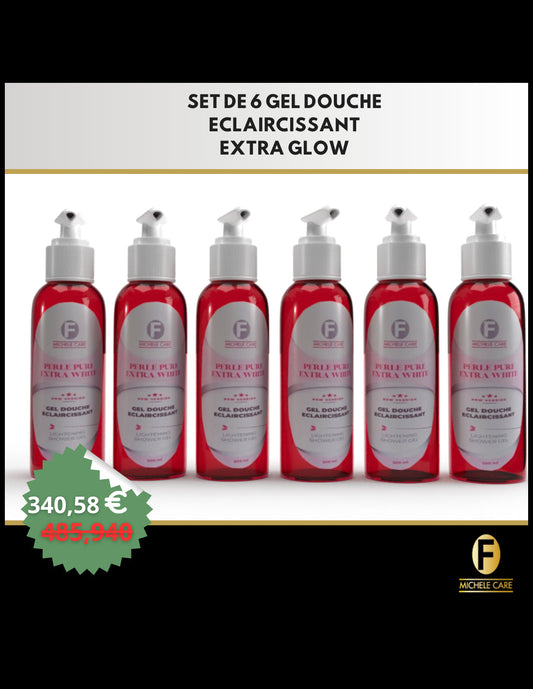 Lot de 6 Gels Douche Éclaircissants Pure Perle - Éclat et Fraîcheur