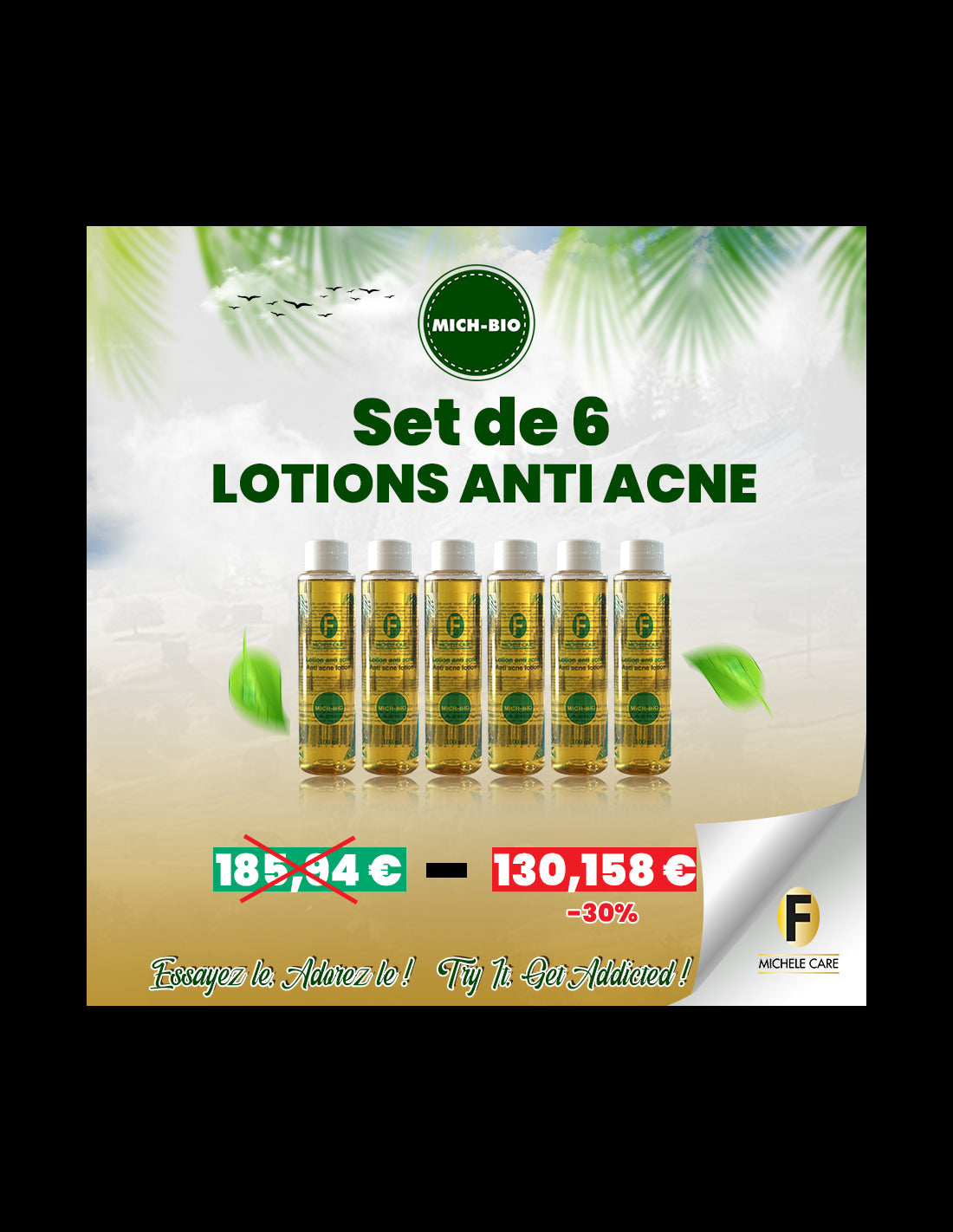 Set de 6 Lotions Anti-acné Mich Bio